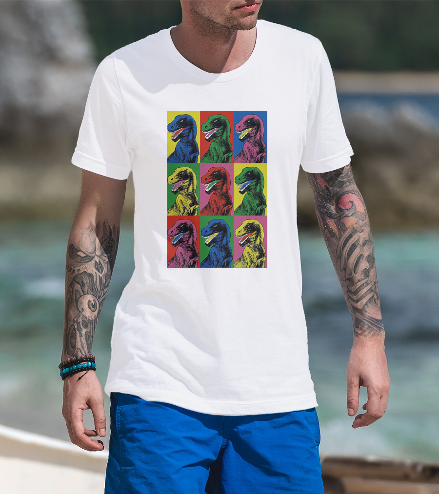 Steven Spielberg Jurassic Park Dinosaur Pop Art Universalpics Andy Warhol T-Shirt