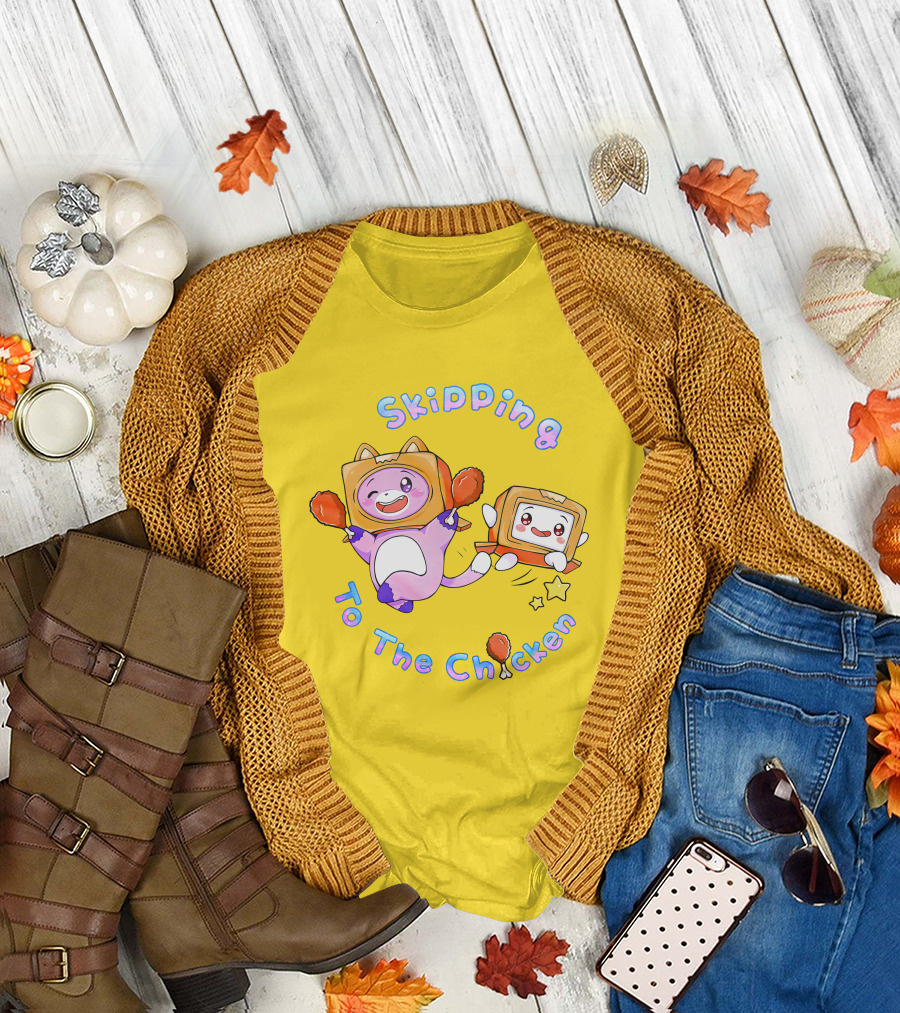 LankyBox Merch Skipping To The Chicken with Boxy and Foxy Characters T-Shirt