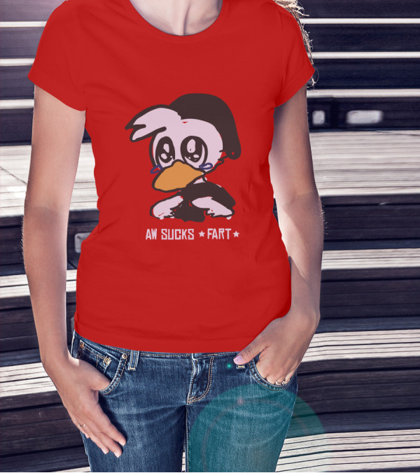 Aw Sucks Fart Crying Duck Cartoon T-Shirt