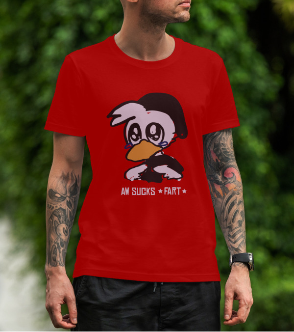 Aw Sucks Fart Crying Duck Cartoon T-Shirt