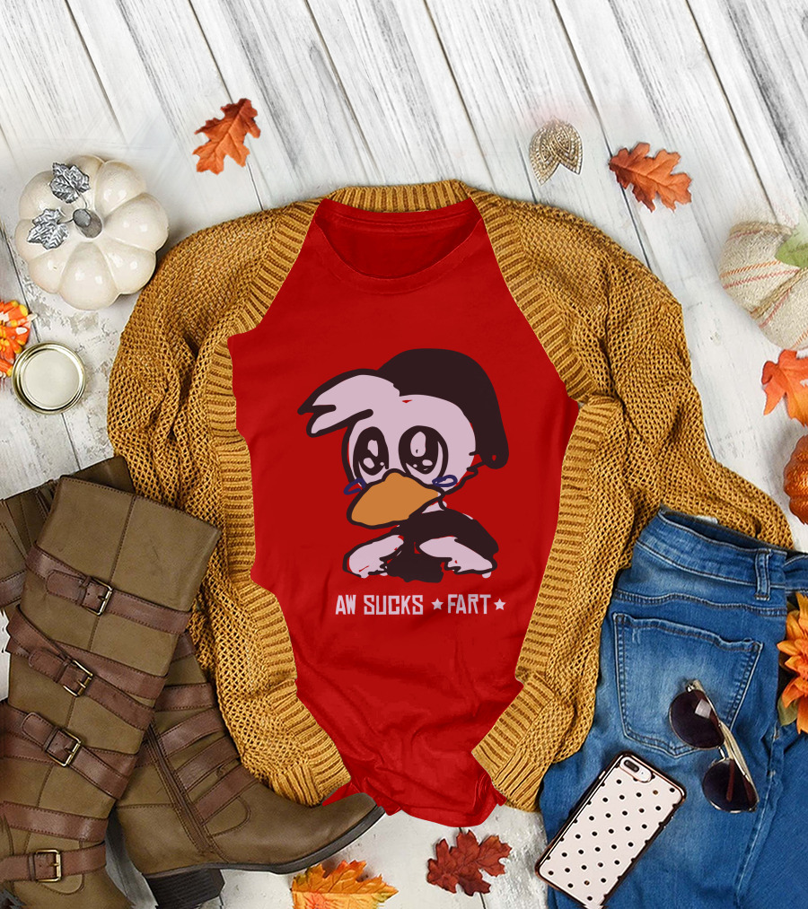 Aw Sucks Fart Crying Duck Cartoon T-Shirt