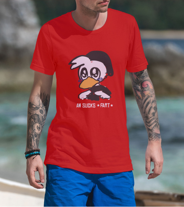 Aw Sucks Fart Crying Duck Cartoon T-Shirt