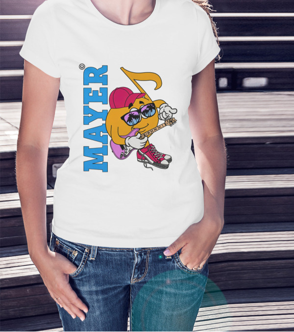 Mayer Sob Rock Merch Music Note Character With Guitar And Sunglasses T-Shirt
