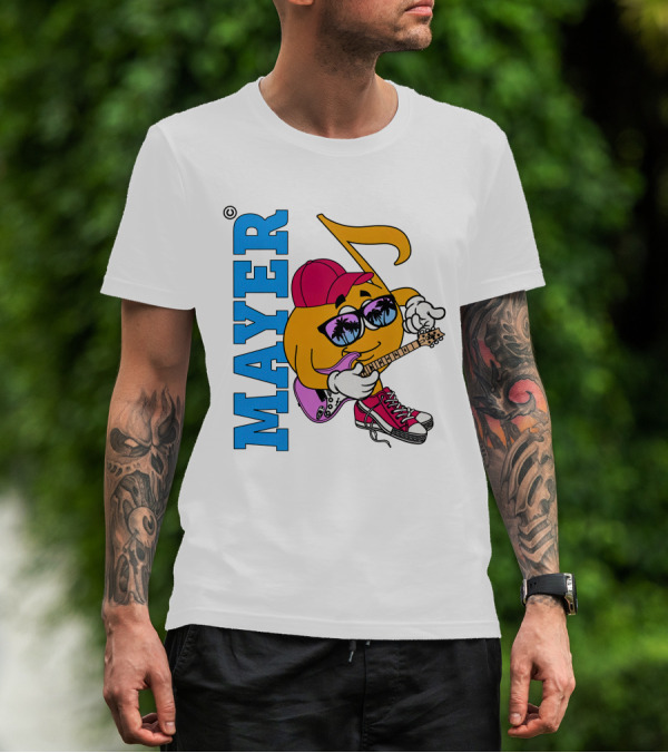Mayer Sob Rock Merch Music Note Character With Guitar And Sunglasses T-Shirt