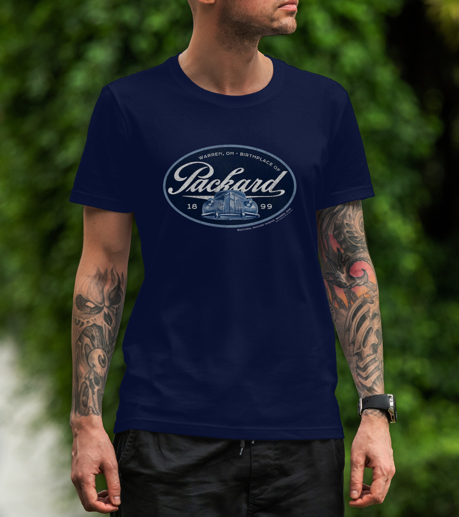 Warren OH Birthplace Of Packard 1899 Vintage Car Grill Navy Tonal T-Shirt