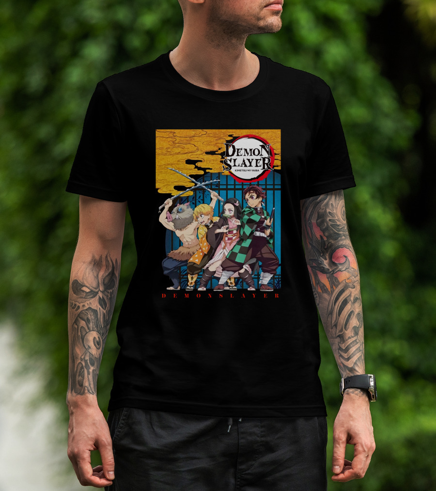 Demon Slayer Kimetsu No Yaiba Tanjiro Nezuko Zenitsu Inosuke Visual T-Shirt