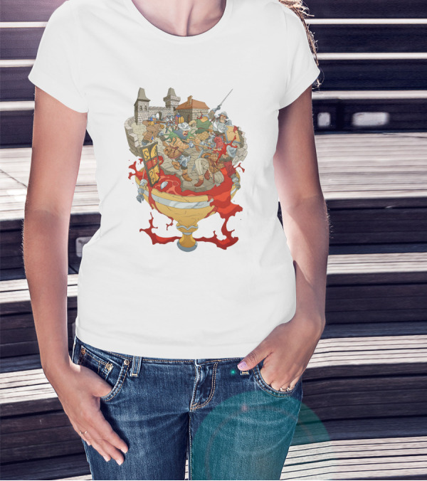 Graman Hussite Medieval Battle In Front Of Castle With Sword And Shield Warriors T-Shirt