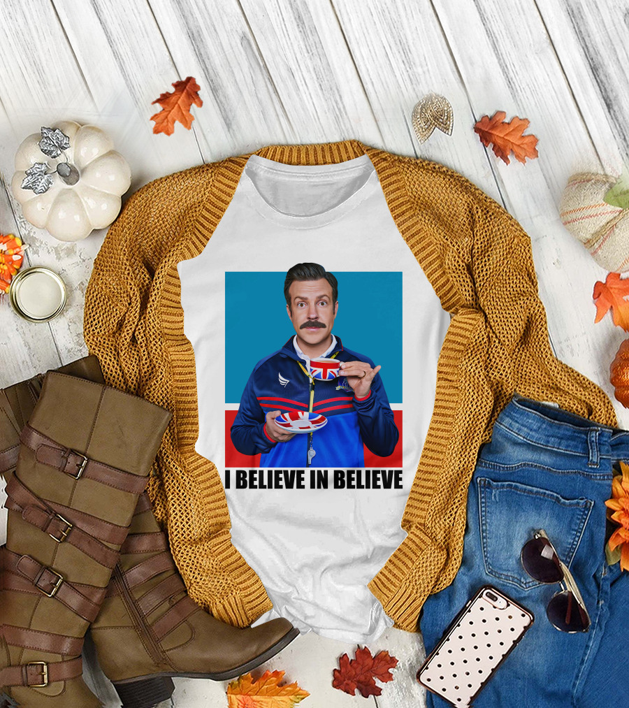 Ted Lasso I Believe in Believe Union Jack Coffee Cup T-Shirt