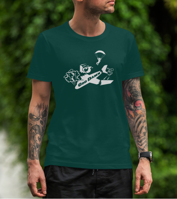 God Damn 3.0 Airplane Parachute Text Kfc T-Shirt