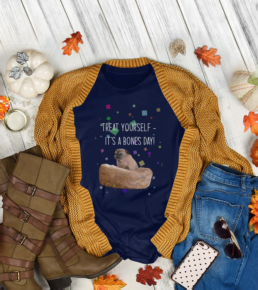 Treat Yourself It's A Bones Day NoodleThreadless Pug Confetti T-Shirt