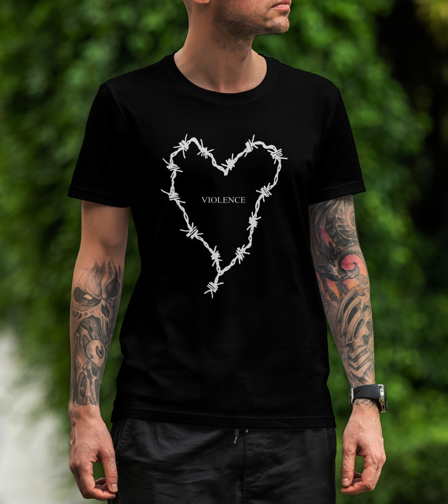 Violence Barbed Wire Heart 24Hundred Merch Frank Iero T-Shirt