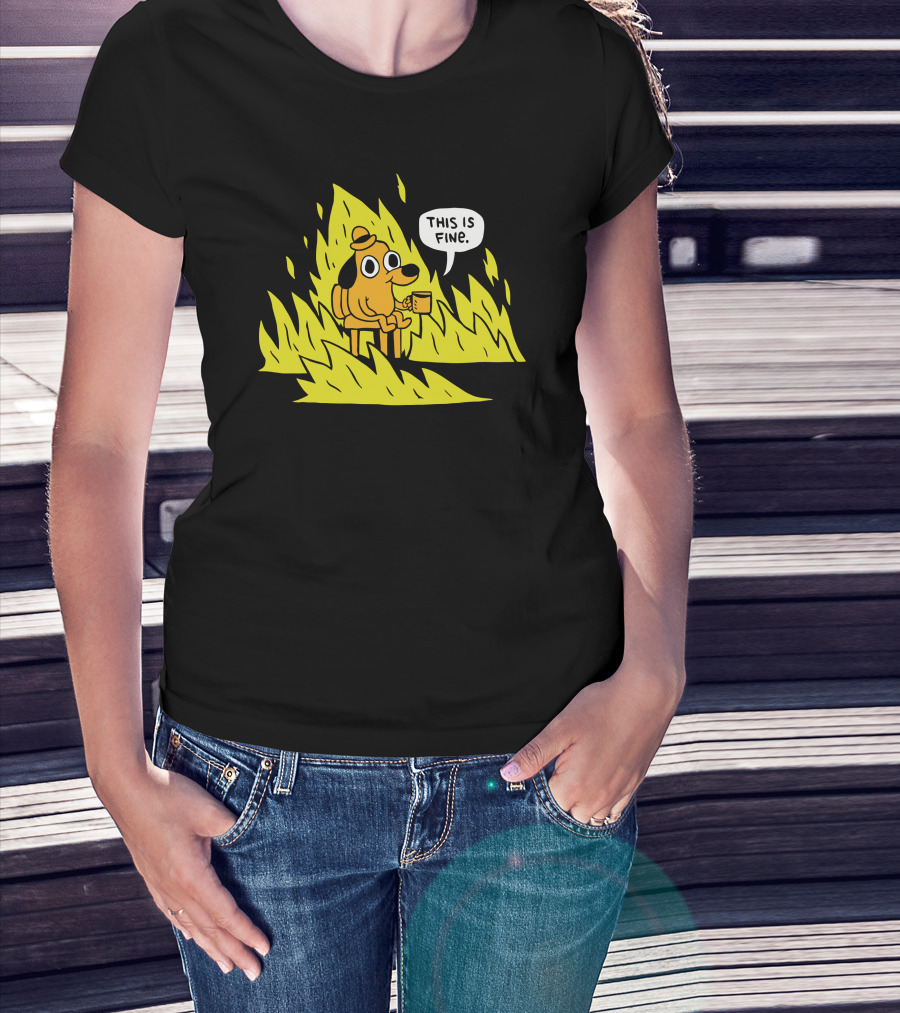 Topatoco Store This Is Fine Dog Meme Daniel Kibblesmith T-Shirt