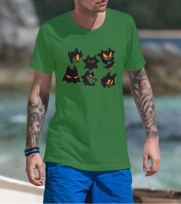More Gengars 3Buddy And SNC Ghostly Faces Duo Skateboarding Collection T-Shirt