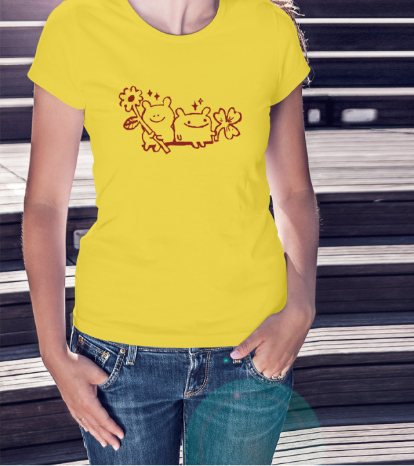 Megan Rose Ruiz Bear Friends Meg Zavala Cute Smiling Flower Duo T-Shirt