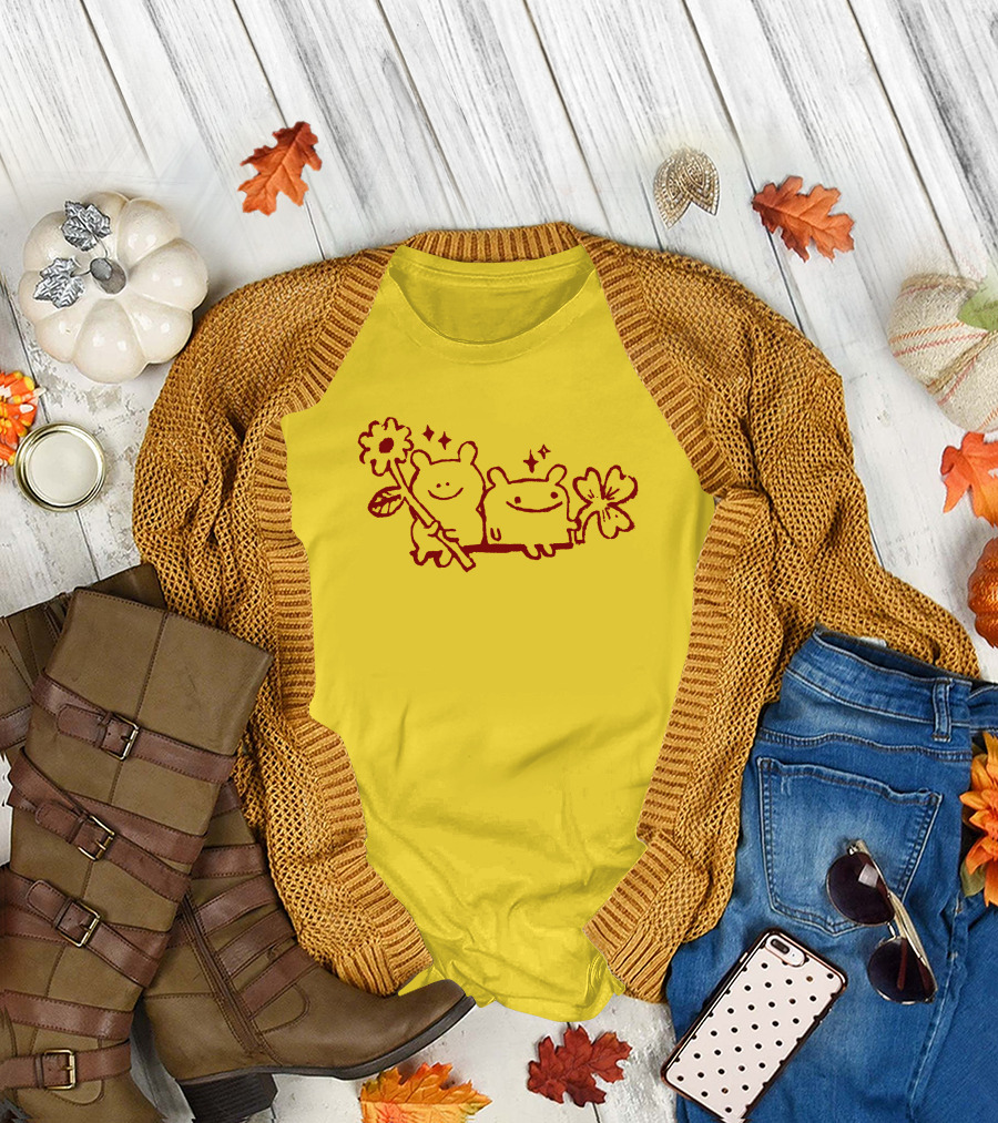 Megan Rose Ruiz Bear Friends Meg Zavala Cute Smiling Flower Duo T-Shirt