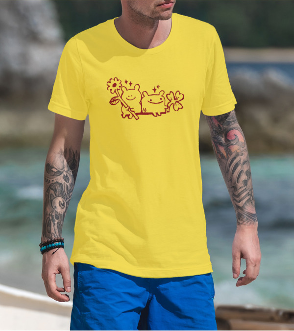 Megan Rose Ruiz Bear Friends Meg Zavala Cute Smiling Flower Duo T-Shirt