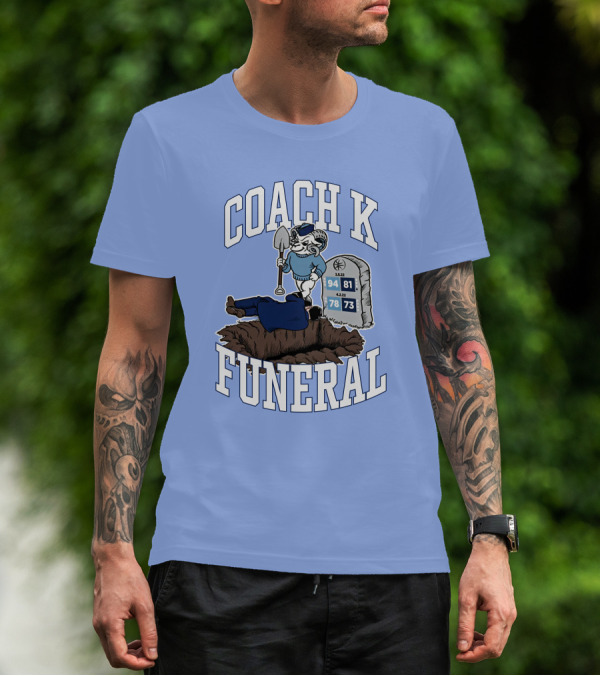 Big Cat Coach K Funeral Digging Cartoon Shovel Logo Dave Portnoy T-Shirt