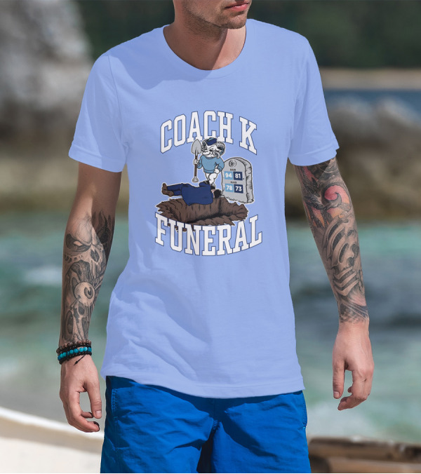 Big Cat Coach K Funeral Digging Cartoon Shovel Logo Dave Portnoy T-Shirt