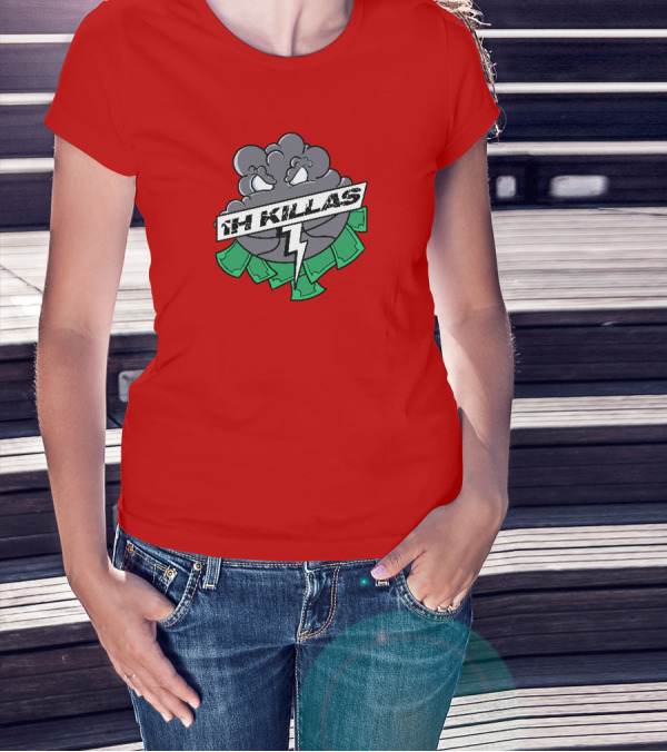 1H Killas Angry Cloud With Lightning And Money T-Shirt