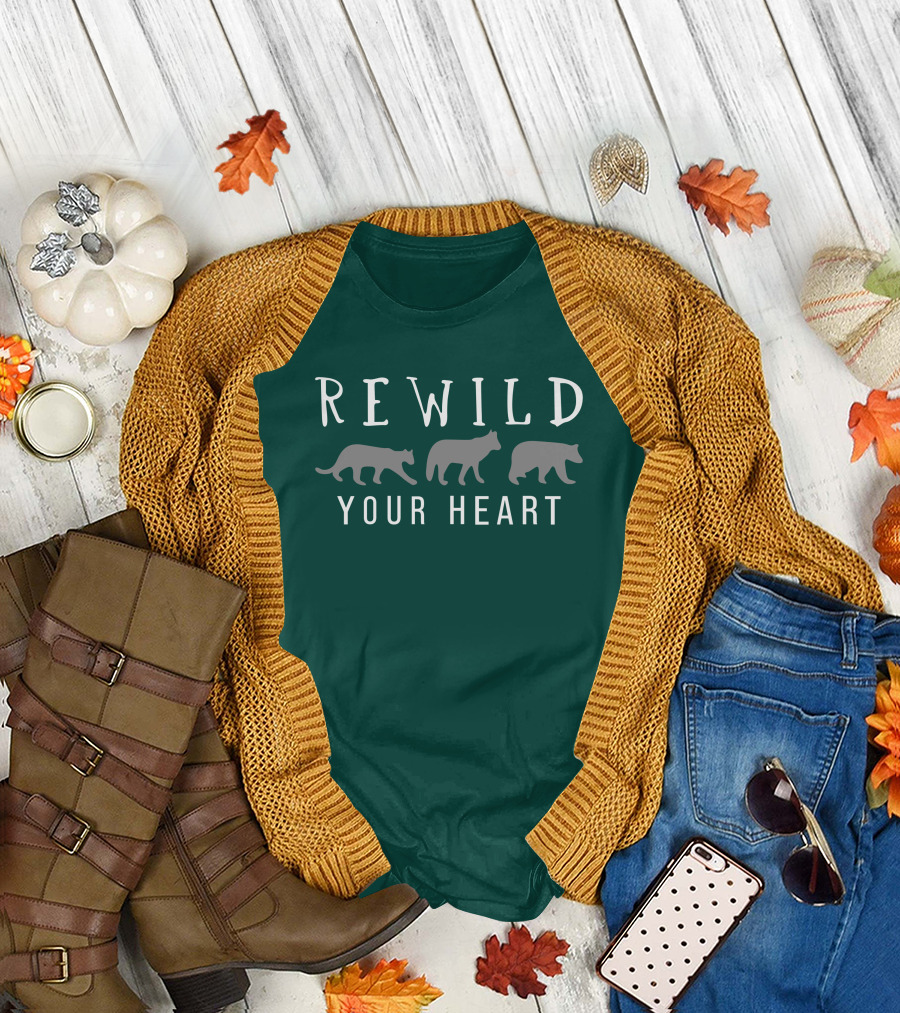 Wolf Conservation Center Store Nywolf Shop Rewild Your Heart Katie Hinde Wolves T-Shirt