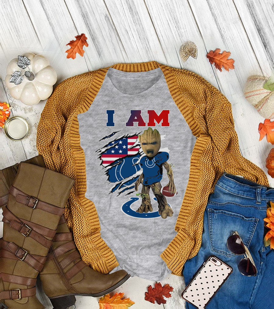 I Am Colts Baby Groot Football T-Shirt