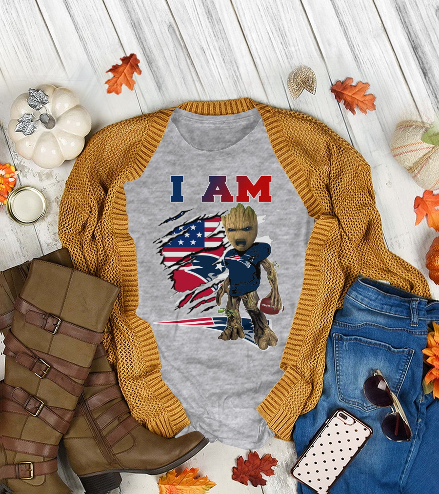 I Am Patriots Baby Groot Football Fan T-Shirt