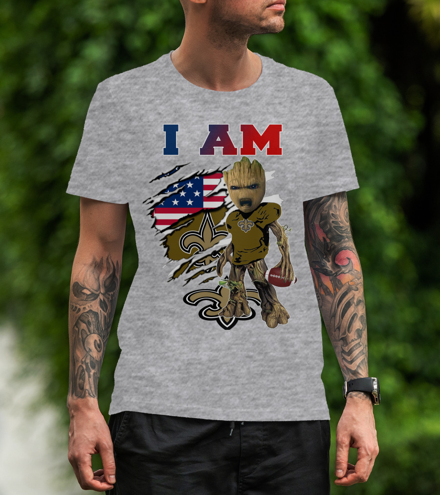 I Am Baby Groot Saints Football Team Spirit T-Shirt