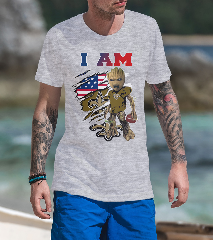 I Am Baby Groot Saints Football Team Spirit T-Shirt