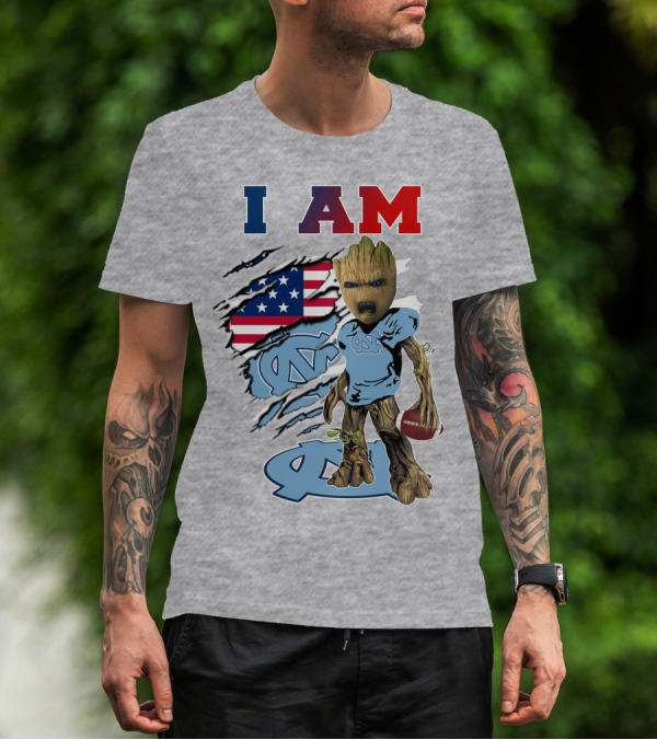 I Am Groot North Carolina Tar Heels Football USA Flag T-Shirt