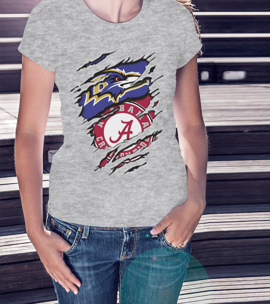 Baltimore Ravens Alabama Crimson Tide Logo Mashup T-Shirt