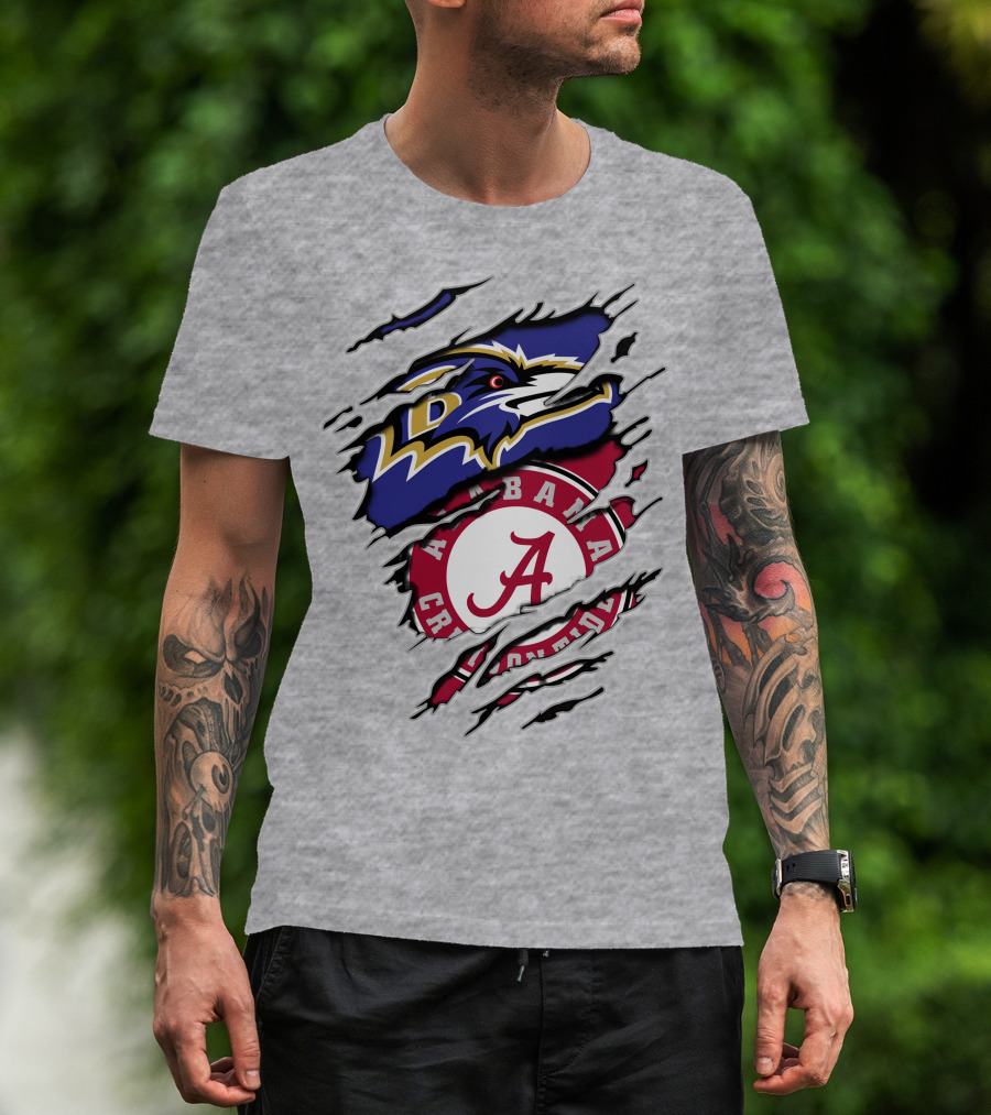 Baltimore Ravens Alabama Crimson Tide Logo Mashup T-Shirt