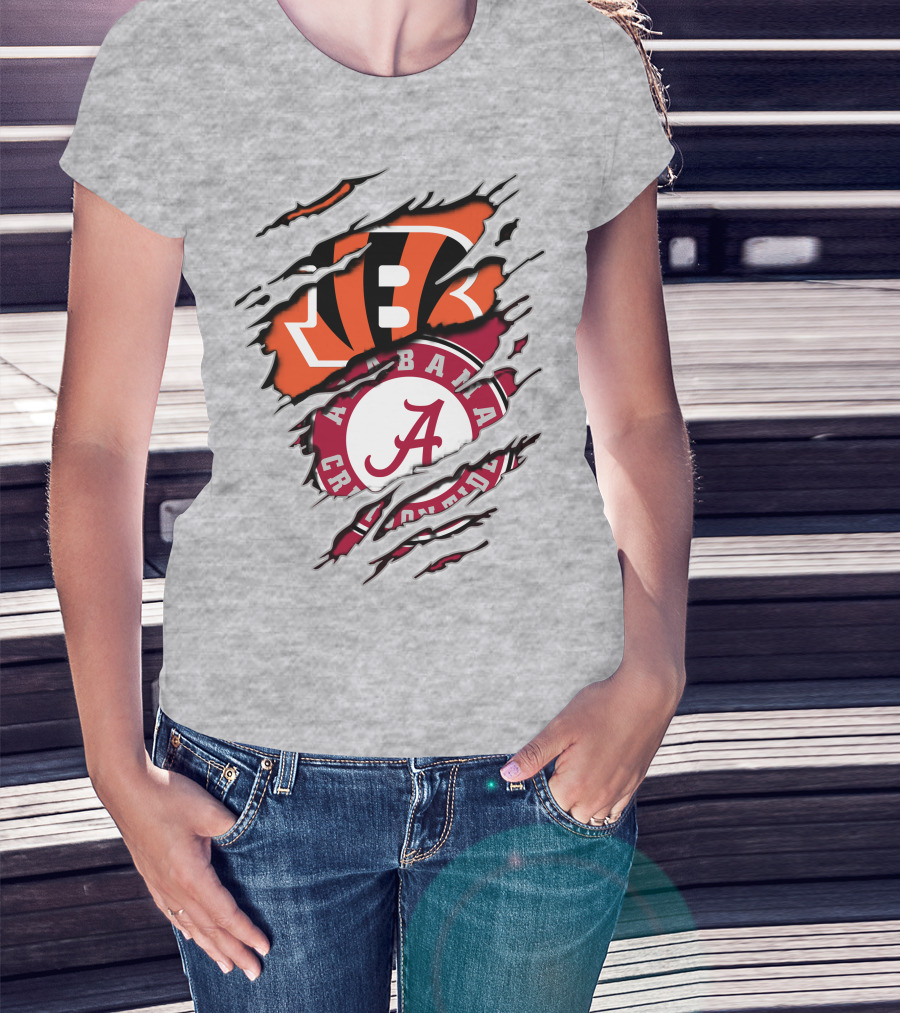 Alabama Crimson Tide Cincinnati Bengals Rip Claw T-Shirt