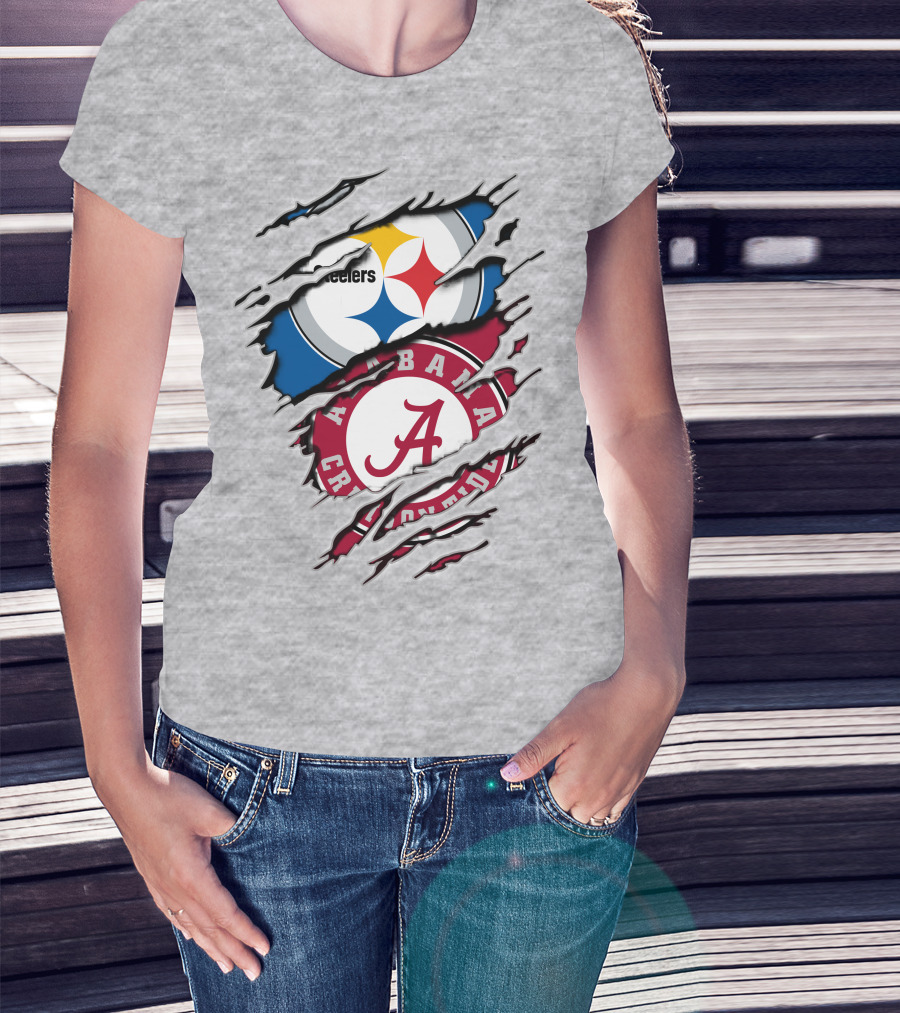 Alabama Crimson Tide Steelers Logo Crossover T-Shirt
