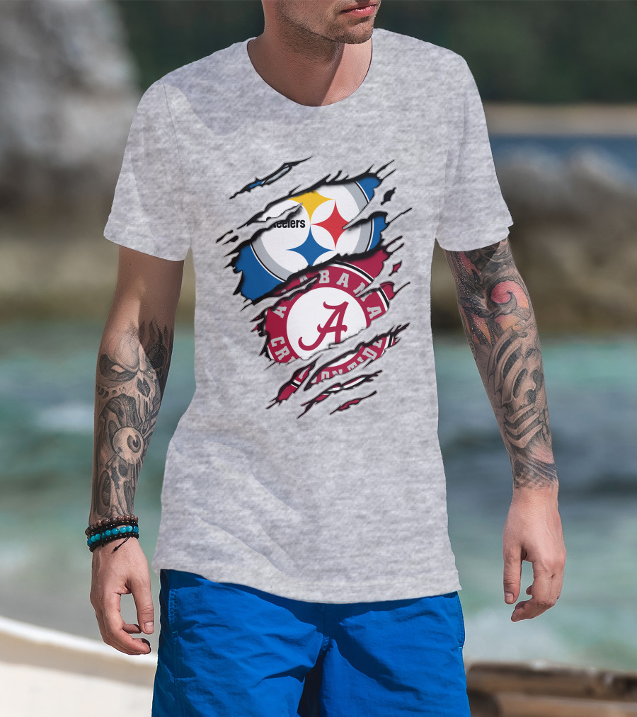 Alabama Crimson Tide Steelers Logo Crossover T-Shirt