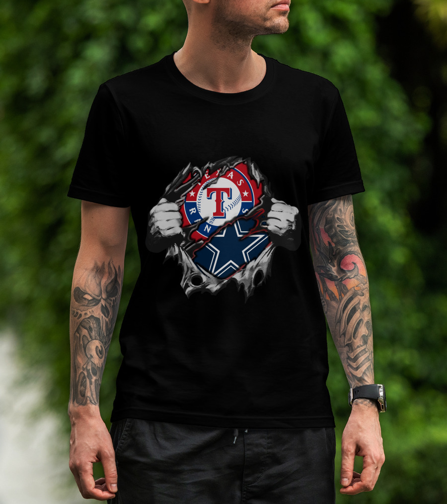 Texas Rangers Dallas Cowboys Torn Fabric Fusion T-Shirt