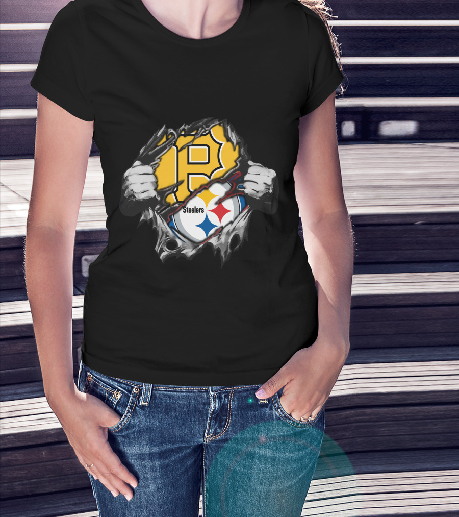 Steelers Pirates Logo Rip Fusion T-Shirt