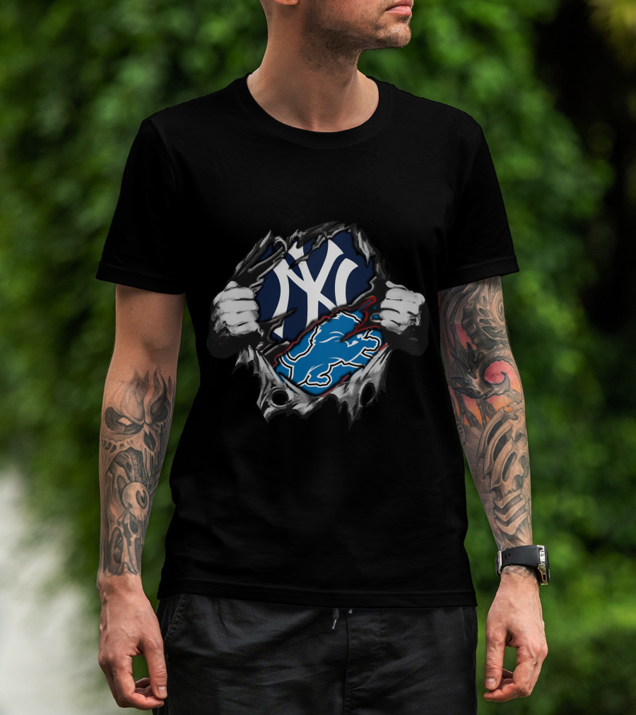 Yankees Lion Sports Fusion Logo Rip T-Shirt