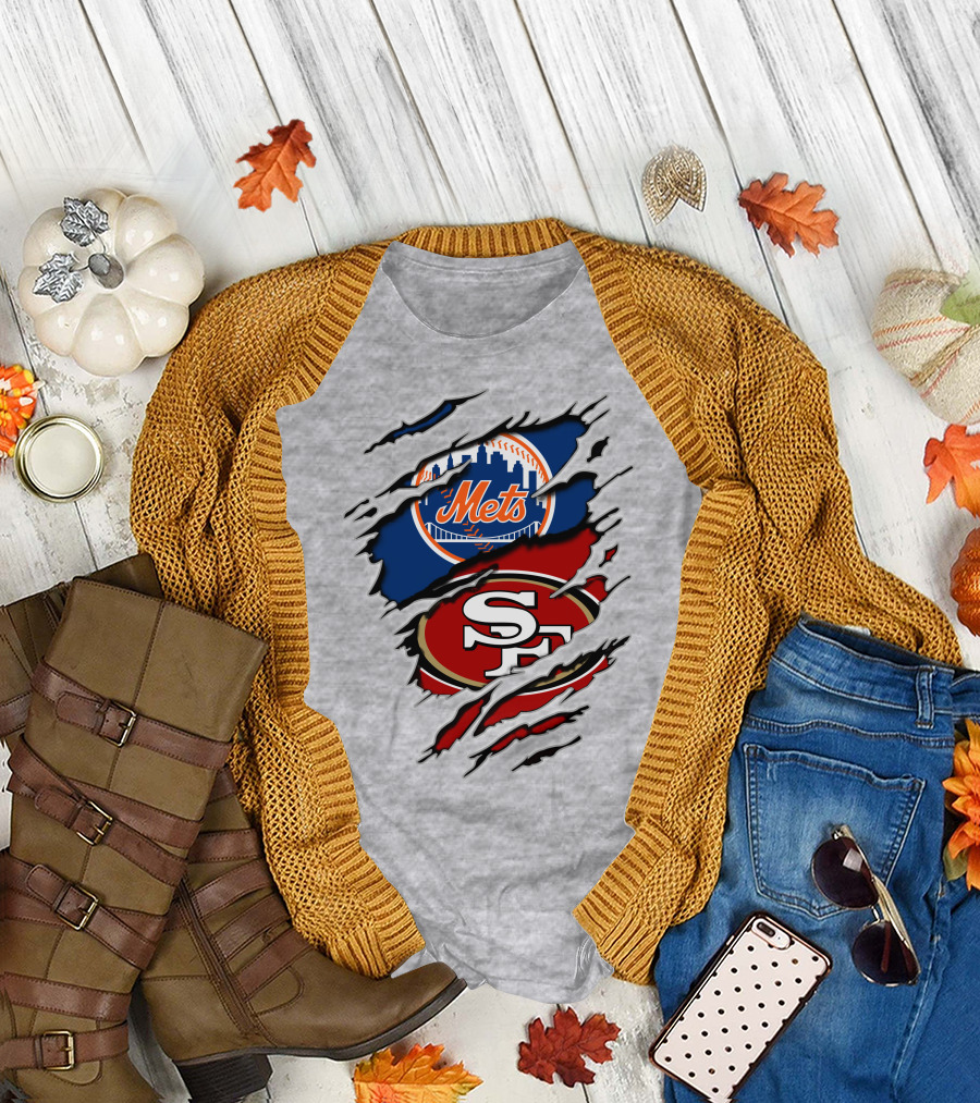 Mets 49ers Dual Team Logo Fusion T-Shirt