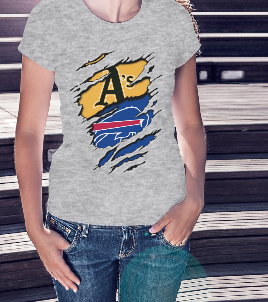 Buffalo Bills Oakland Athletics Mashup Tear T-Shirt