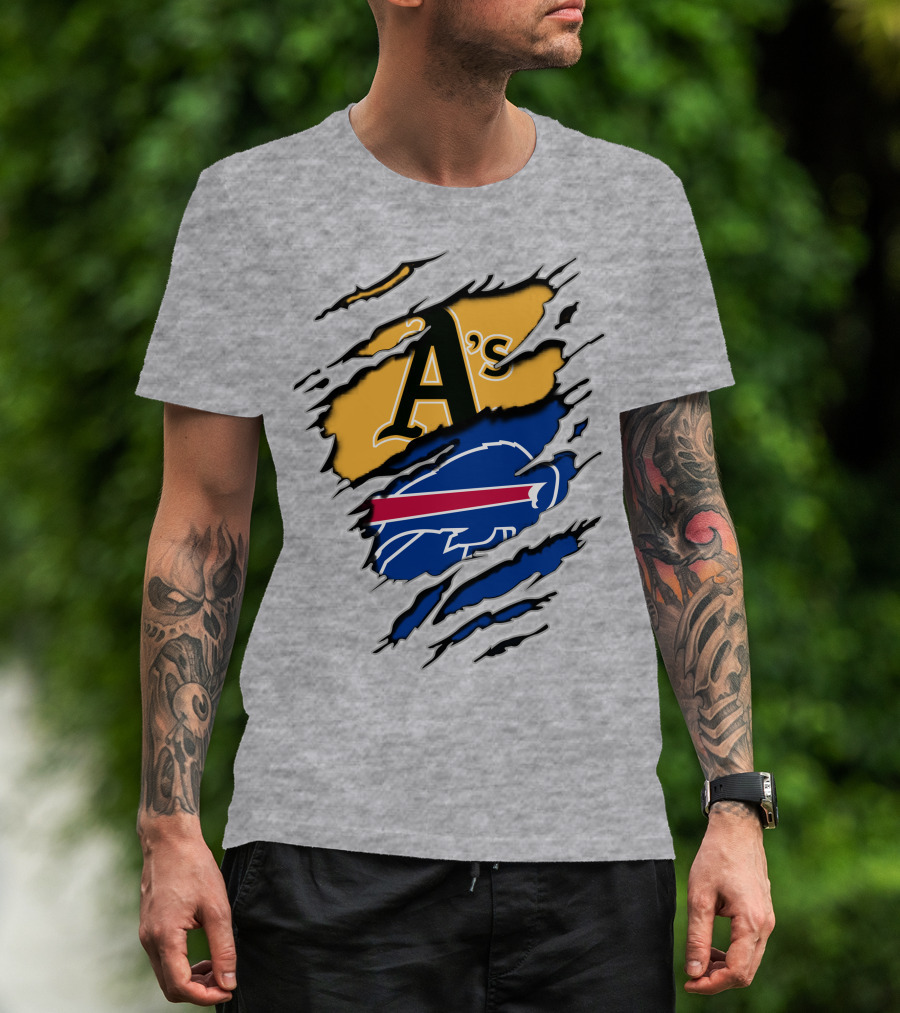 Buffalo Bills Oakland Athletics Mashup Tear T-Shirt