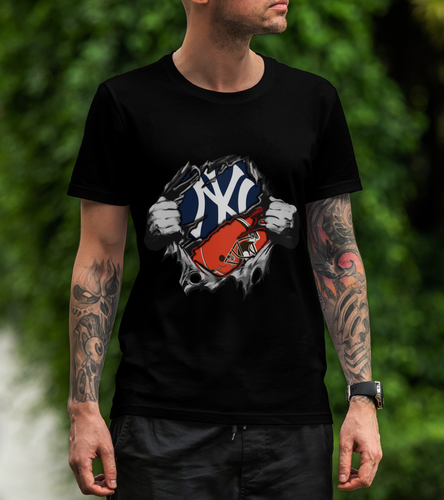 Brown Yankees New York Cleveland Browns Fusion T-Shirt