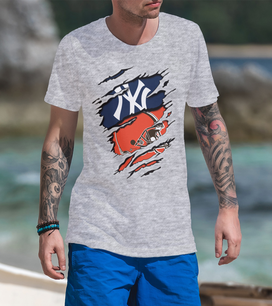 New York Yankees Cleveland Browns Fusion T-Shirt