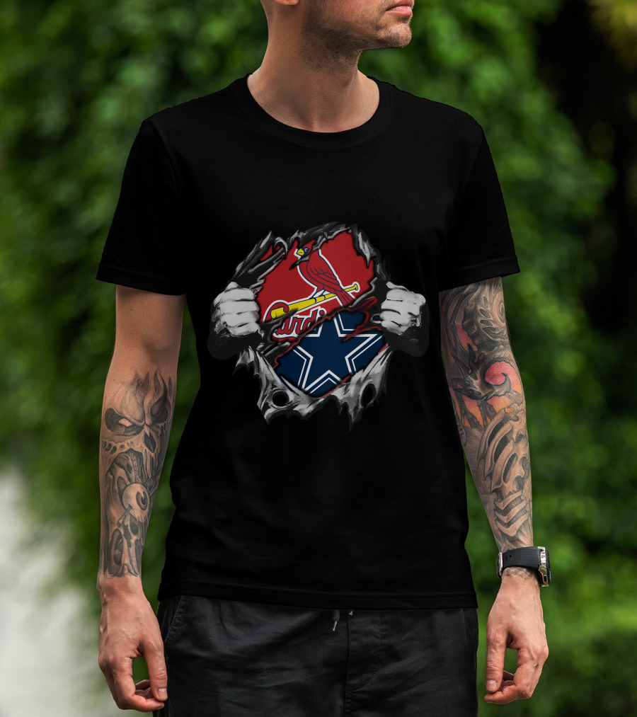 Cowboys Cardinals Bird Logo Starburst Fusion T-Shirt
