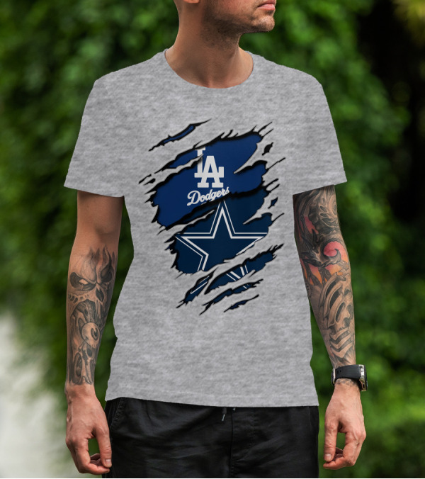 Los Angeles Dodgers Dallas Cowboys Logo Fusion T-Shirt