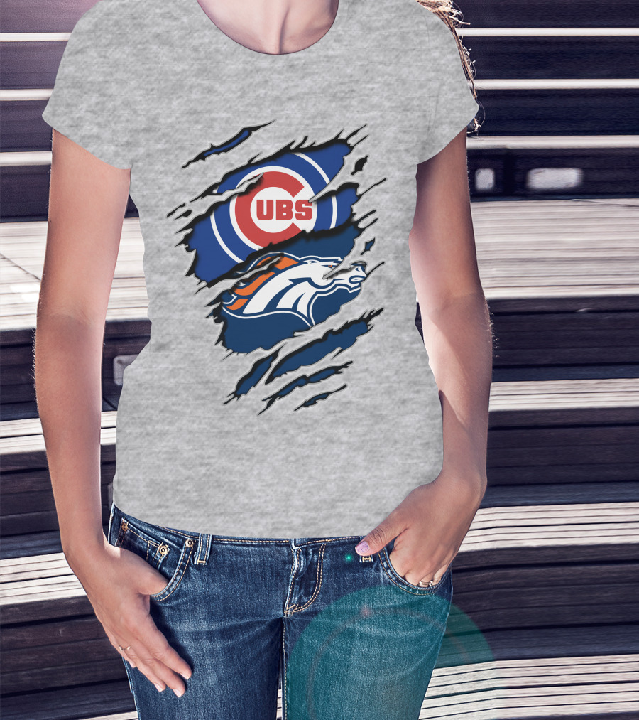 Cubs Broncos Logo Crossover T-Shirt