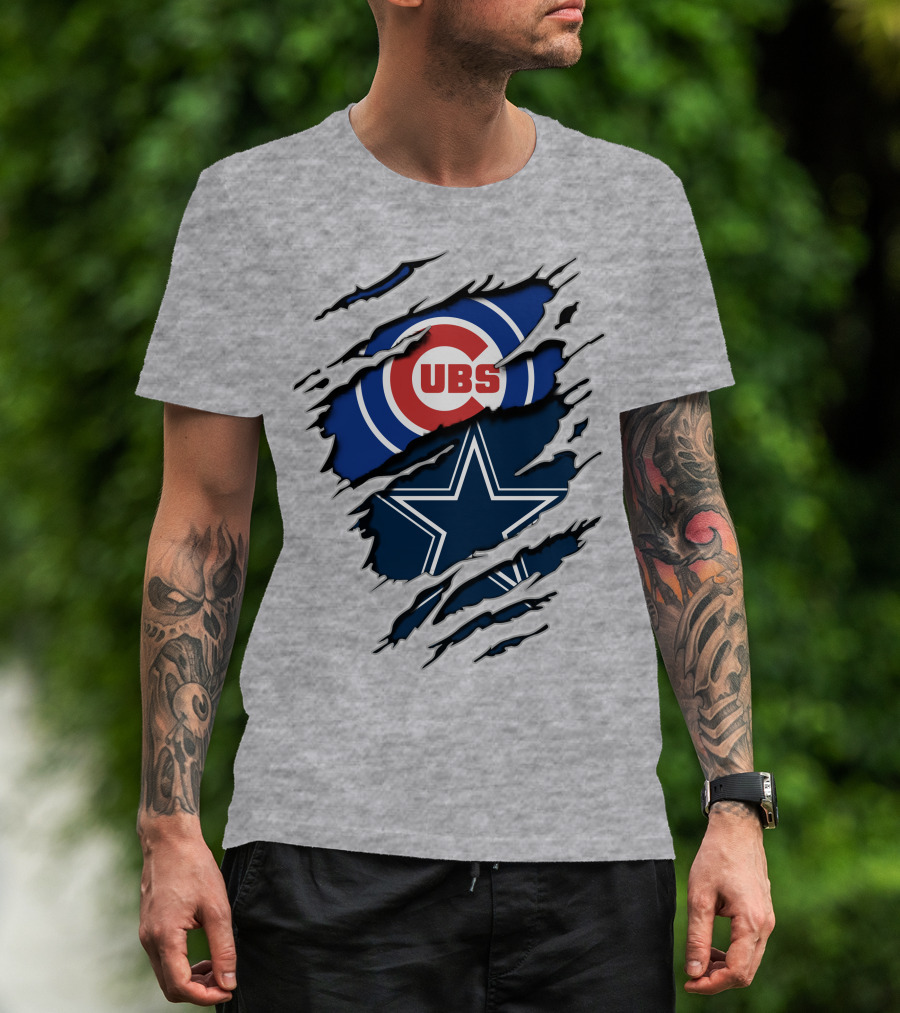 Cubs And Cowboys Fan Symbol Fusion T-Shirt