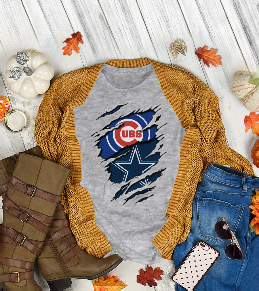 Cubs And Cowboys Fan Symbol Fusion T-Shirt