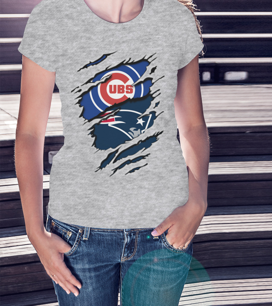 Cubs Patriots Logo Mashup Fan T-Shirt