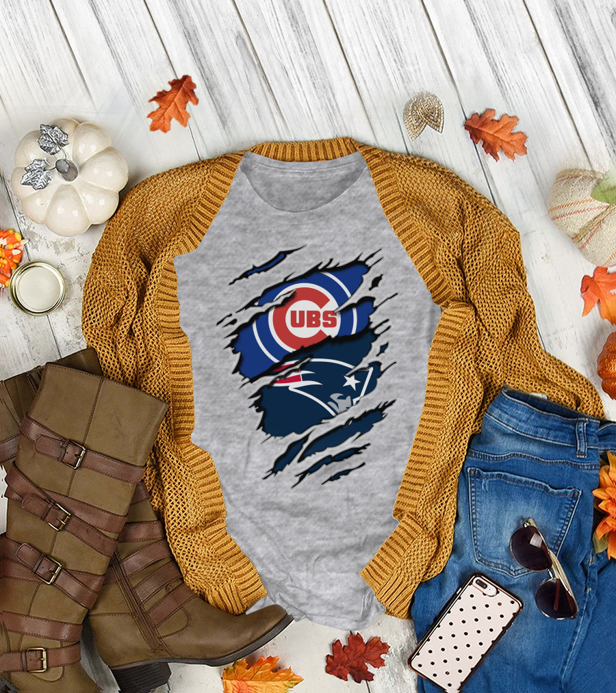 Cubs Patriots Logo Mashup Fan T-Shirt