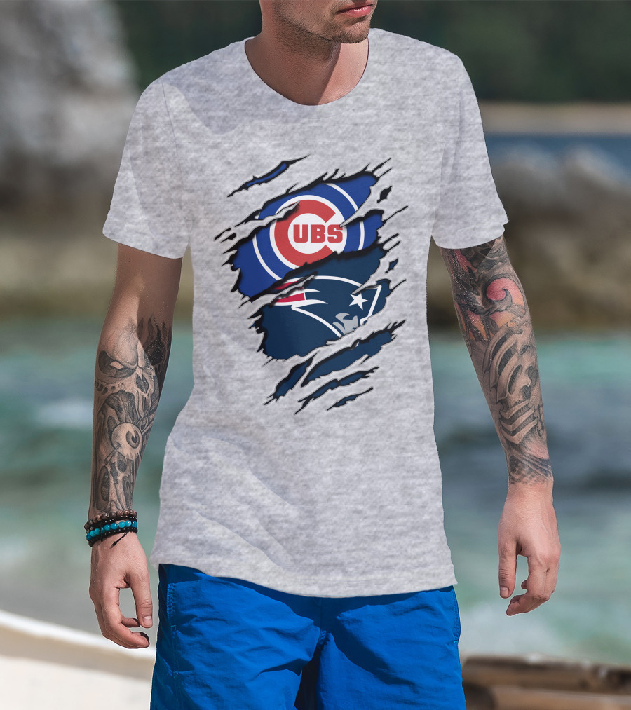 Cubs Patriots Logo Mashup Fan T-Shirt